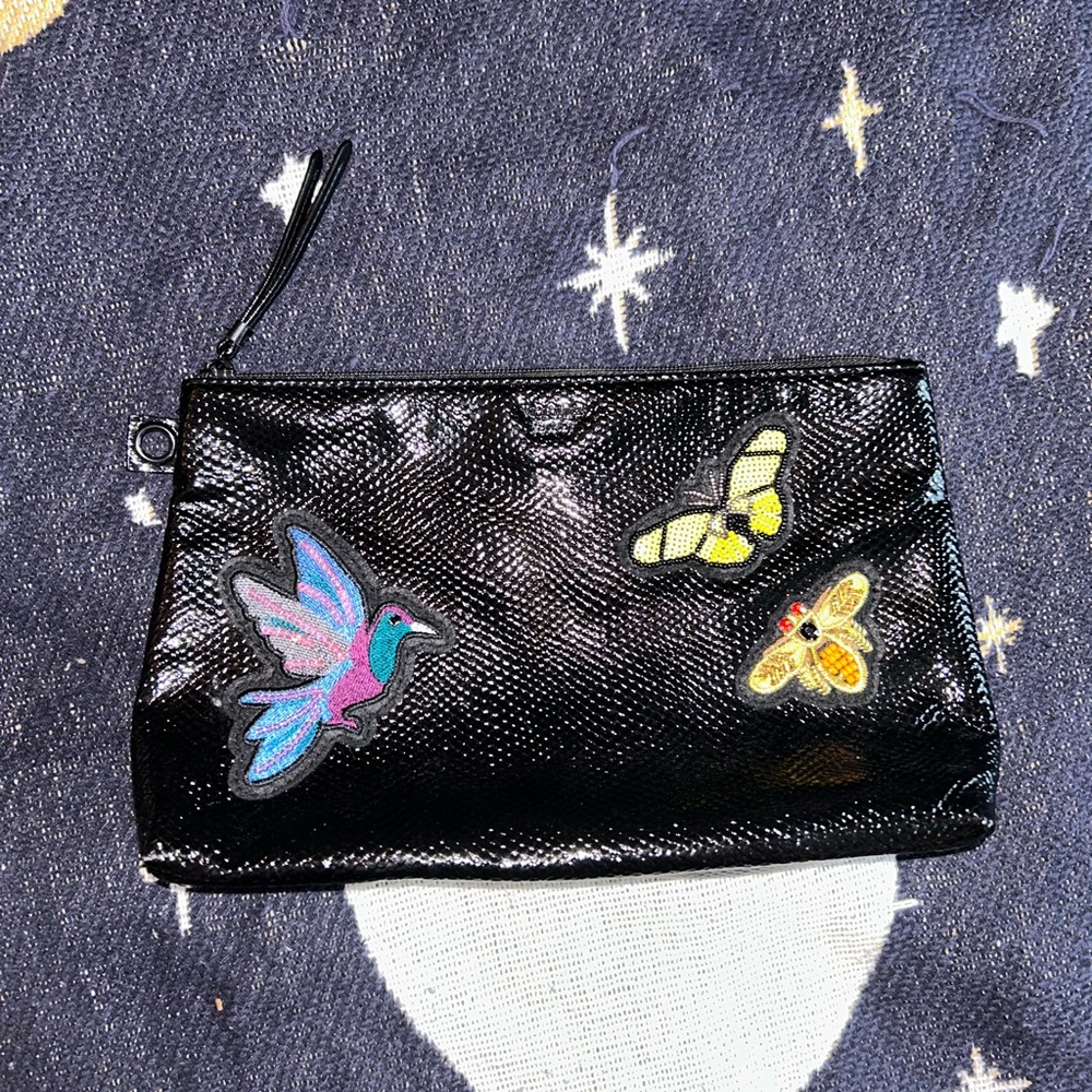 Victoria's Secret Black Clutch with Embroidered Butterflies